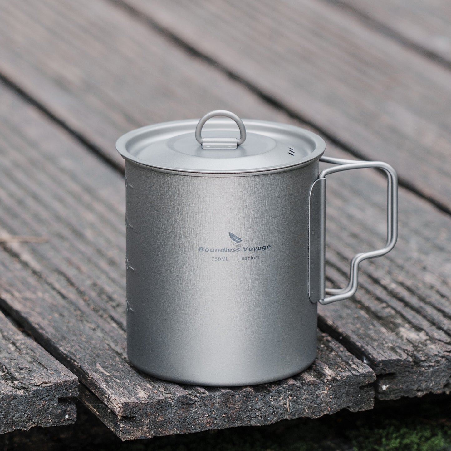 Boundless Voyage750ml Single Wall Titanium Cup with Lid | Ultralight Portable Camping Mug Pot for Tea Coffee EDC Hiking Ti3037D