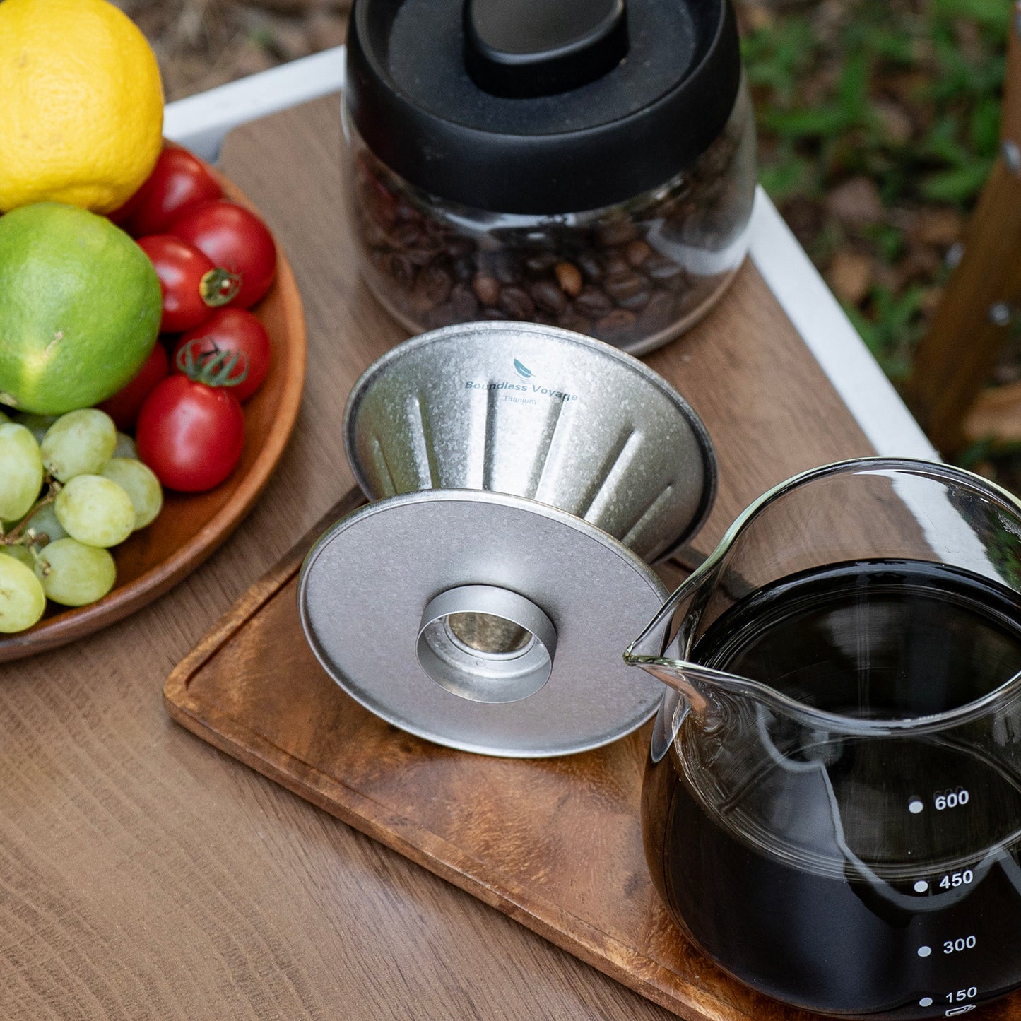 Boundless Voyage Titanium Pour Over Coffee Dripper | Reusable Cone Coffee Strainer Filter, 1-2 Cup Single Serve Coffee Brewer for Travel Camping Home Ti6005P