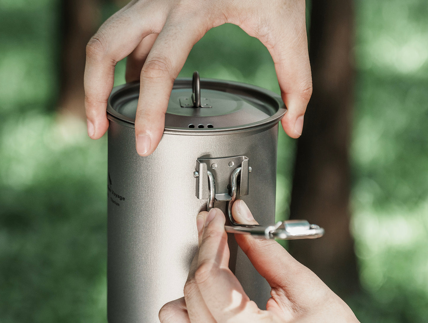 Boundless Voyage Outdoor Camping Titanium Pot Bowl Cup with Lid Folding Handle Hiking Picnic Water Rice Food 900ml Ti2040C