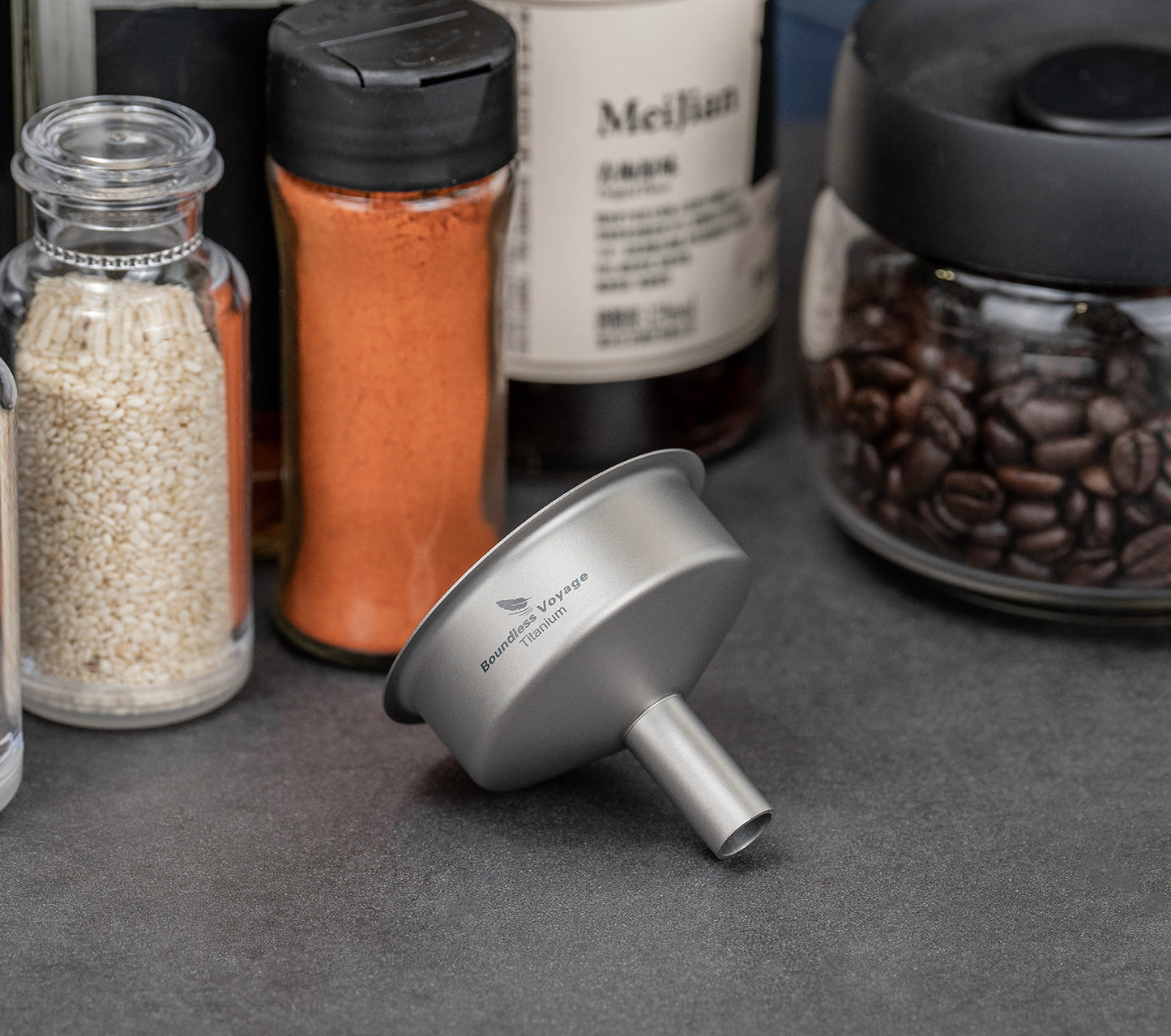 Boundless Voyage Titanium Funnel Flagon Accessories Multi-use Kitchen Funnel for Transferring Liquid, Fluid, Cooking Oils, Jam & Powder Ti3075D/Ti3076D
