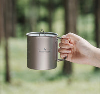 Boundless Voyage 600ml Single Wall Titanium Cup with Lid | Ultralight Portable Camping Mug for Tea Coffee EDC Hiking Ti3036D