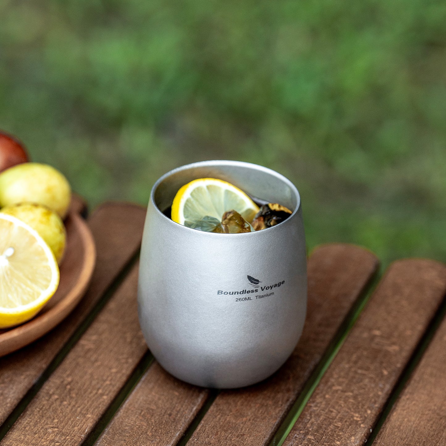 Boundless Voyage 260ML Titanium Double-Walled Egg Shaped Cup, Ice Crystal High-Temp Crystalline Texture Insulated Tea Coffee Mug, Ultralight Portable Drinkware for Camping, Travel & Daily Home Use Ti3084D