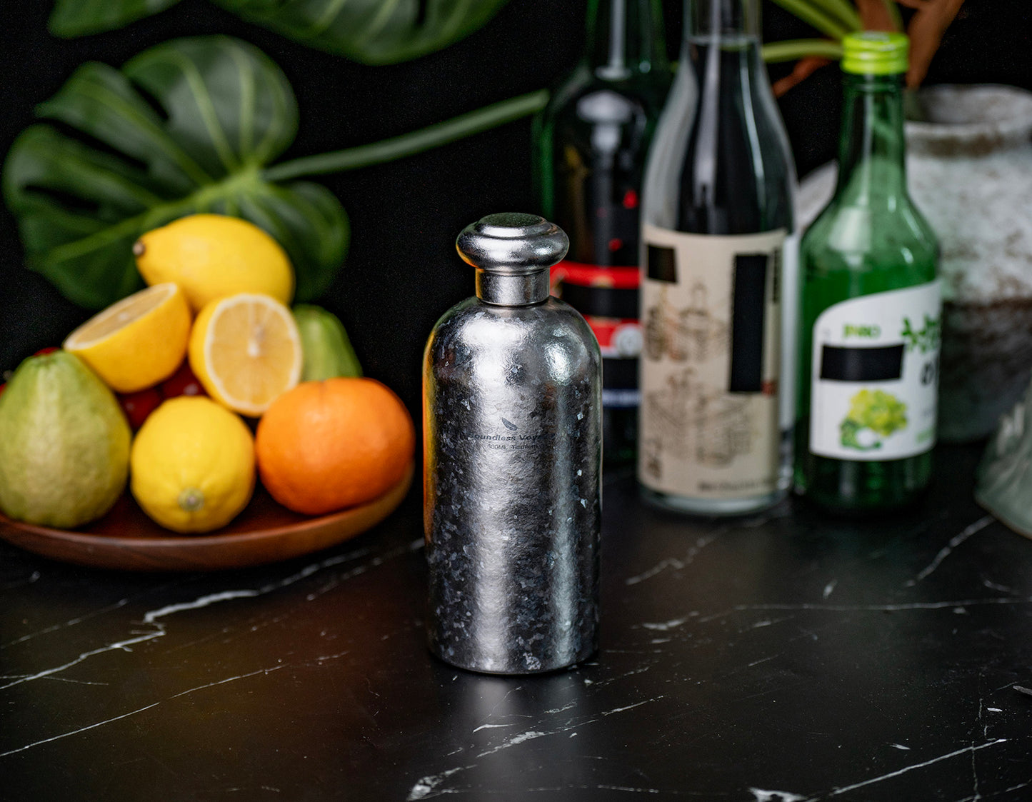 Boundless Voyage 500ml Coating-Free Titanium Flask bottle, Leakproof Narrow Mouth Portable Liquor Bottle for Travel Camping Hiking Ti3268A