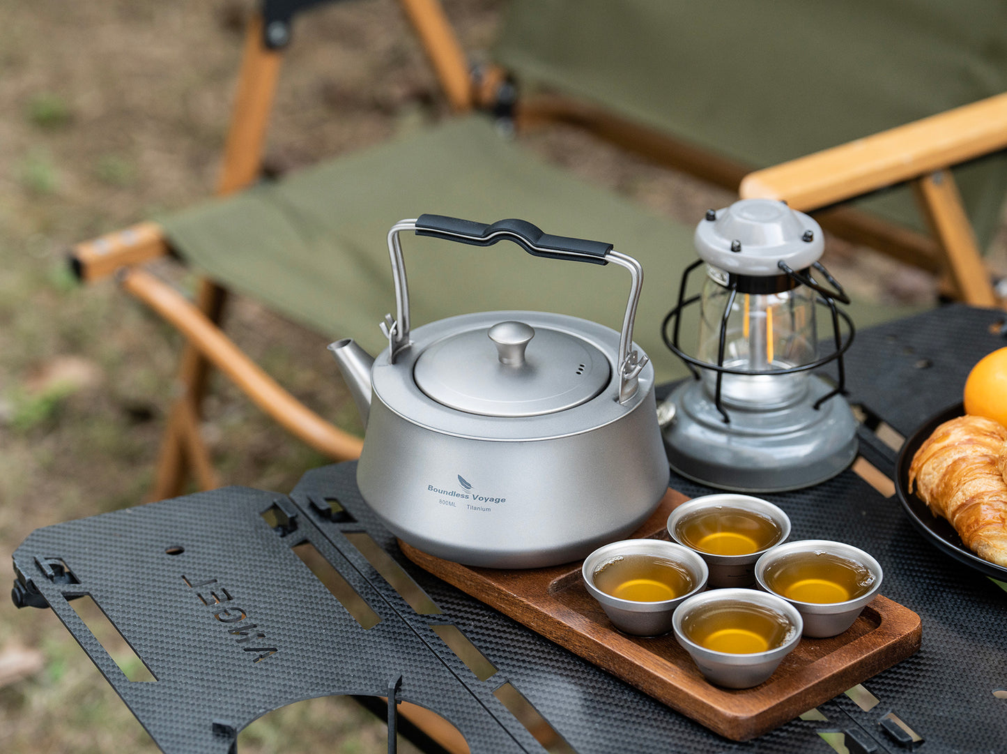Boundless Voyage 800ml Pure Titanium Kettle with Filter & Foldable Handle, Ultralight Camping Teapot Ti3093D