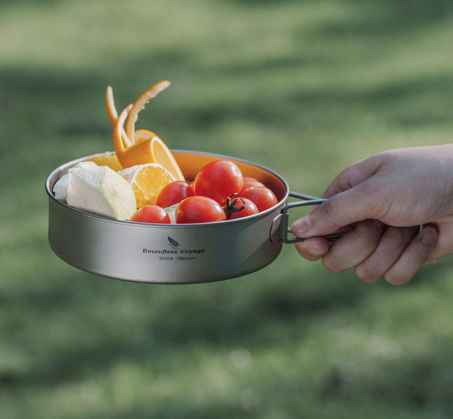Boundless Voyage Pure Titanium Camping Cookware Set 3Pcs Foldable Handle Stackable Outdoor Tableware Pot Pan Set Ti2032C