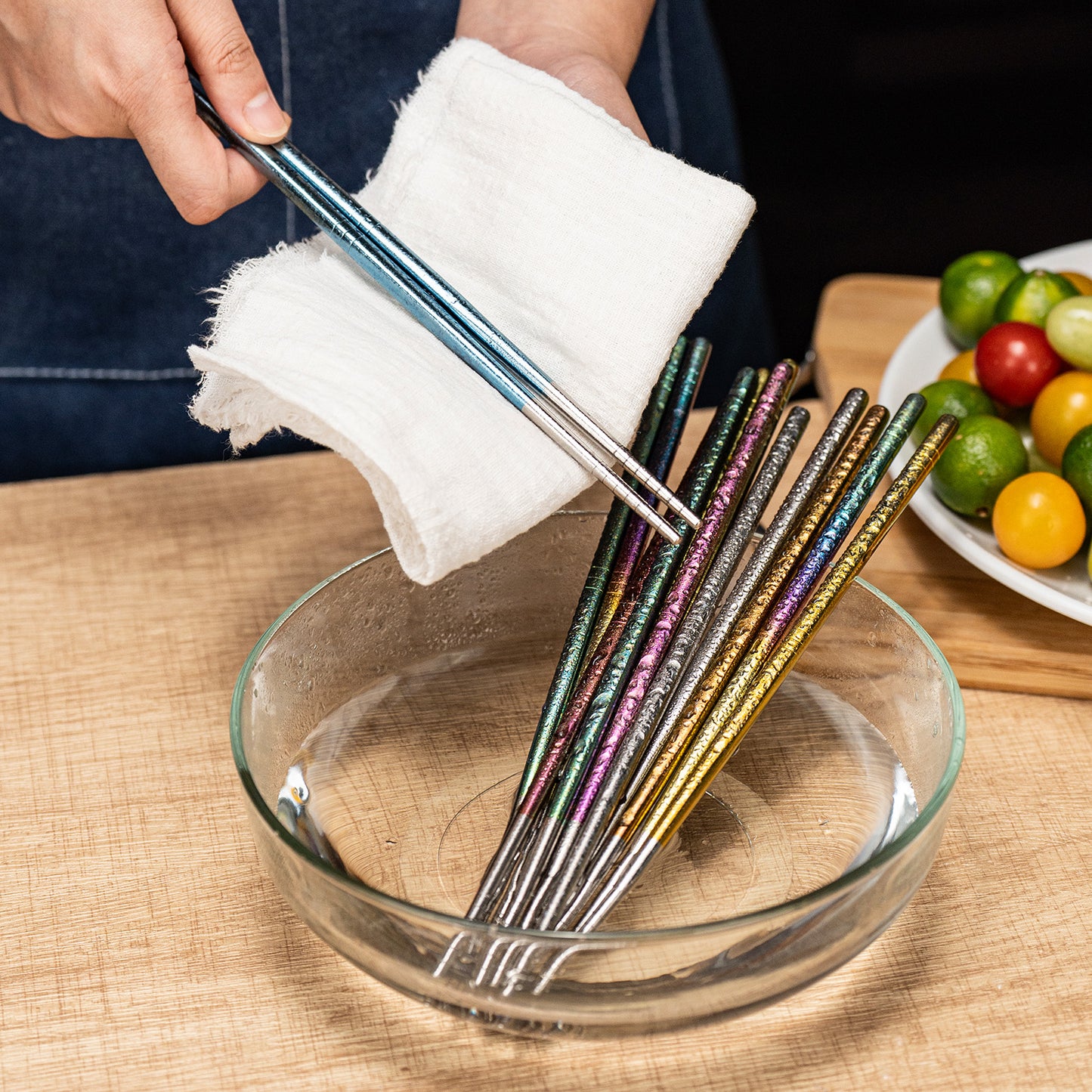 Boundless Voyage 8 Pairs Colorful Pure Titanium Chopsticks | Ultralight Non-Slip Reusable Tableware for Rice, Noodles, Tofu & Meatballs, Camping, Hiking & Daily Home Use Ti1006T