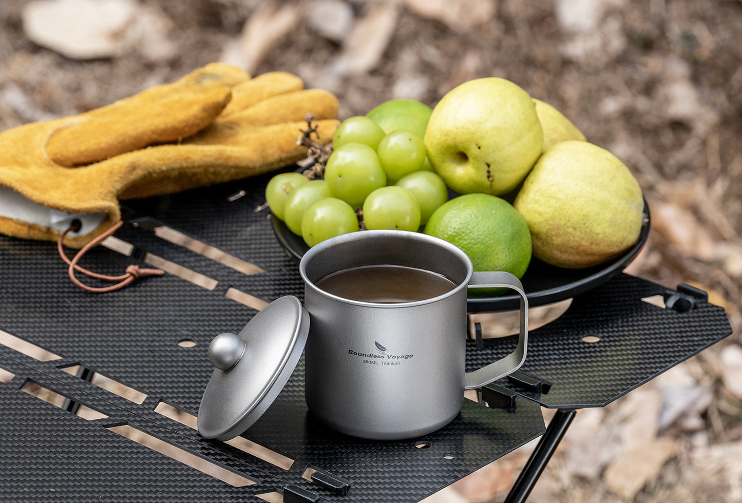 Boundless Voyage 360ml Pure Titanium Camping Mug with Lid | Ultralight Portable Drinking Cup for Hiking, Backpacking, Picnic & Outdoor Cooking Ti3023D