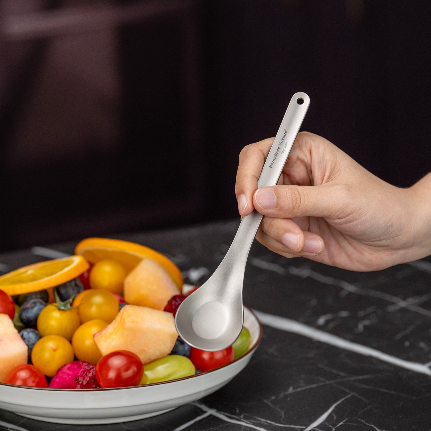 Boundless Voyage Long Handle Pure Titanium Soup Spoon | Ultralight Reusable Cutlery for Camping, Hiking & Daily Use Ti1029T