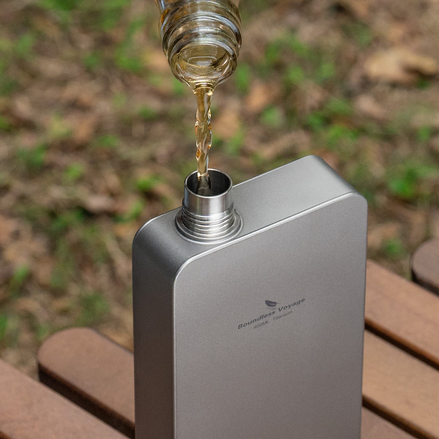 Boundless Voyage Titanium Flask 400ml, Camping & Travel Metal Liquor Bottle, Ultra-Light Square Design, Gift for Men & Outdoor Enthusiasts