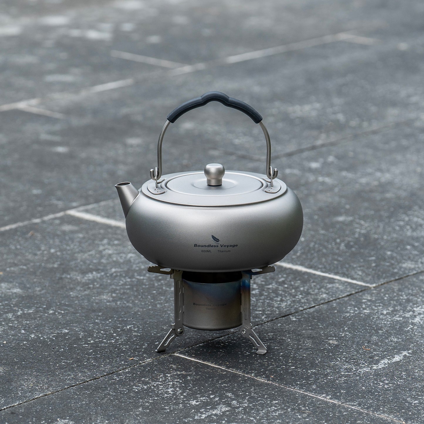 Boundless Voyage 600ml Compact Pure Titanium Camping Kettle | Durable Lightweight Teapot with Foldable Handle & Built-In Filter for Backpacking, Hiking, Coffee and Tea Ti3105D