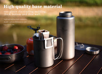 Boundless Voyage 1050ml Titanium Water Bottle with 600ml Flat Lid Nesting Cup, Portable Pure Titanium Survival Canteen Mug Kit, Lightweight Travel Tableware for Hiking Bushcraft Picnic Ti3007D