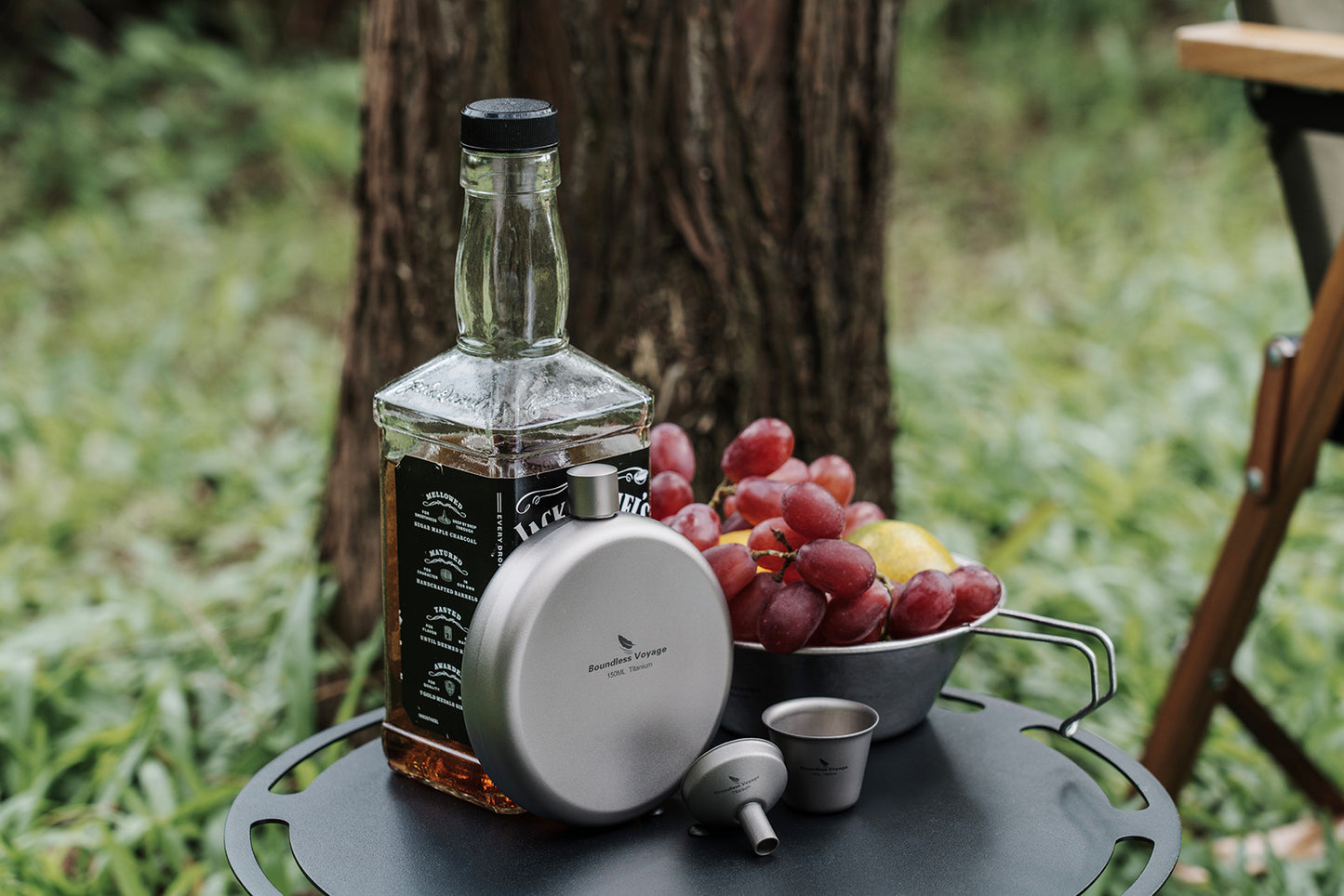 Boundless Voyage Titanium Ultralight Hip Flask 150ml Portable Wine Bottle with Funnel Camping Picnic Pocket Whiskey Alcohol Drinkware Accessories Ti3065D-Ti3066D
