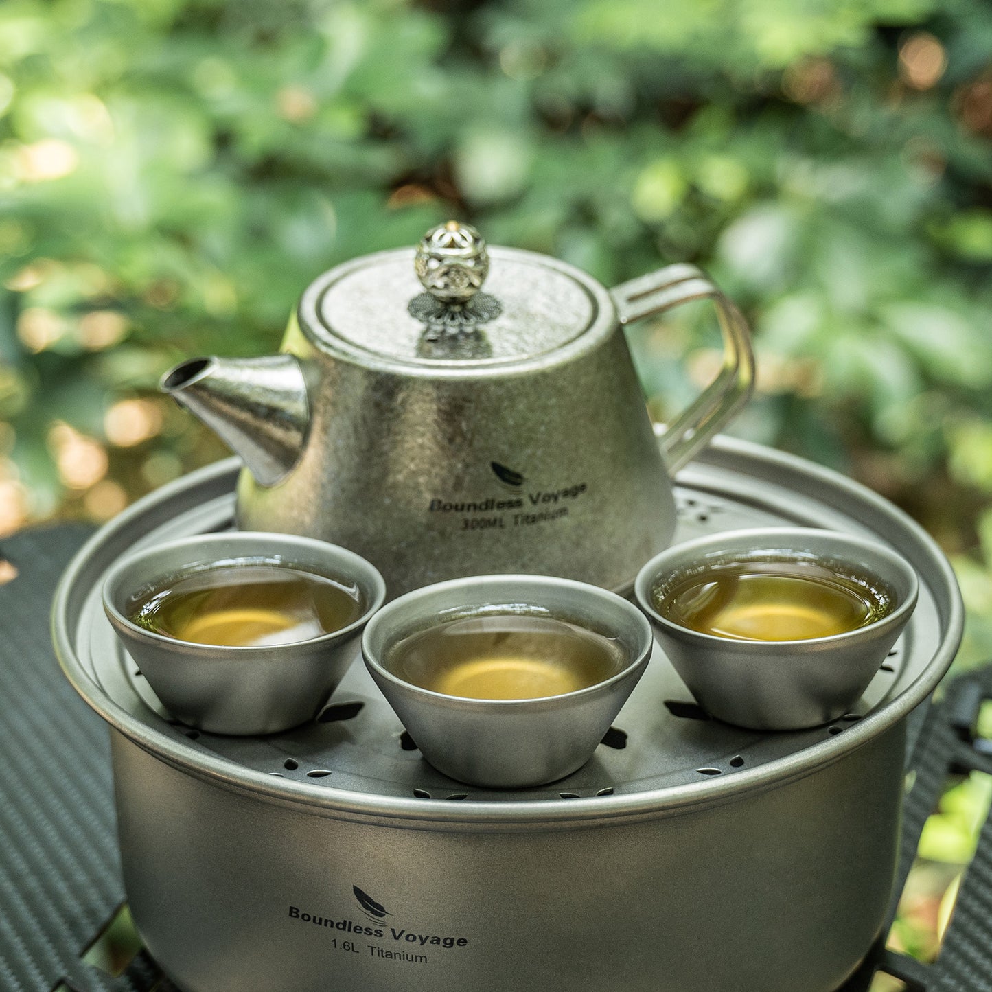 Boundless Voyage 30ml Titanium Double-Wall Tea Cup, Stackable Mini Cup for Tea Sake Camping Ti3083D