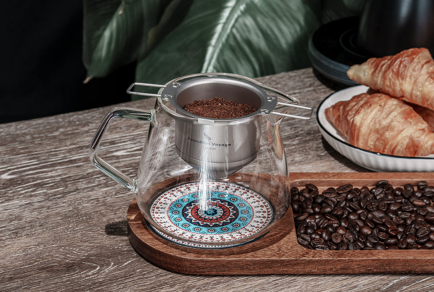 Boundless Voyage Titanium Folding Coffee Drip Filter, Ultralight Portable Hanging Ear Hand Brew Coffee Filter, Fits Mugs with 6.5cm–12.5cm Diameter Ti6002P