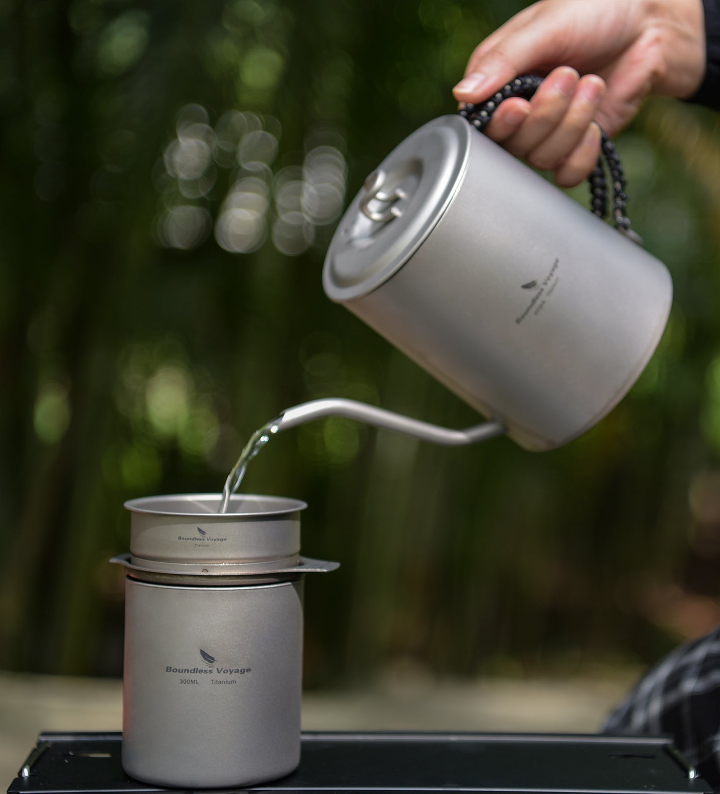 Boundless Voyage Titanium Coffee Mesh Filter, Paper‑Less Reusable Pour‑Over Coffee Dripper Holder for Outdoor Camping, Travel and Home Daily Use Ti6003P