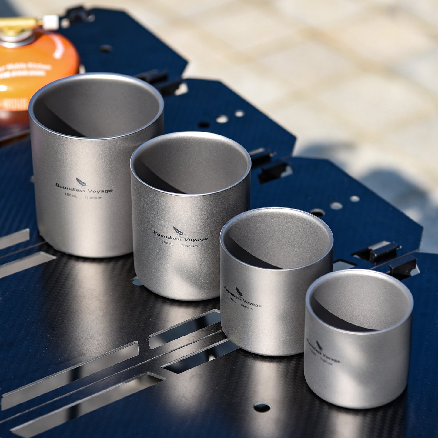 Boundless Voyage Pure Titanium Double-Walled Cup | 120ml/180ml/300ml/450ml Ultralight Anti-Scald Insulated Coffee Mug, Non-Toxic Travel Cup for Camping, Hiking, Home & Office Ti3027D-Ti3032D