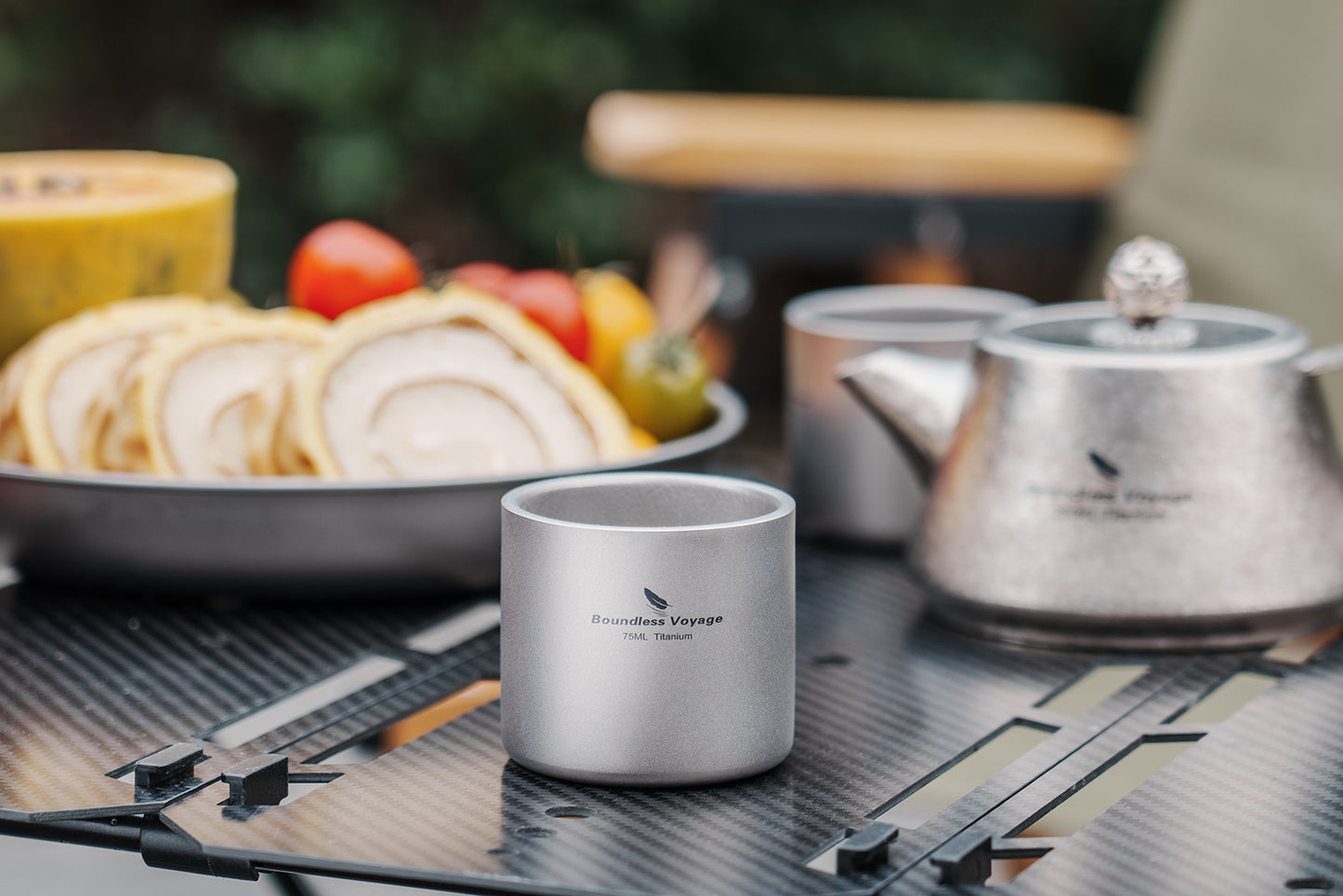 Boundless Voyage 75ml Pure Titanium Double-Wall Mug | Lightweight Heat Resistant Coffee & Tea Cup with Storage Bag, Portable Drinkware for Backpacking, Hiking, Picnic, Travel & Daily Use  Ti3045D