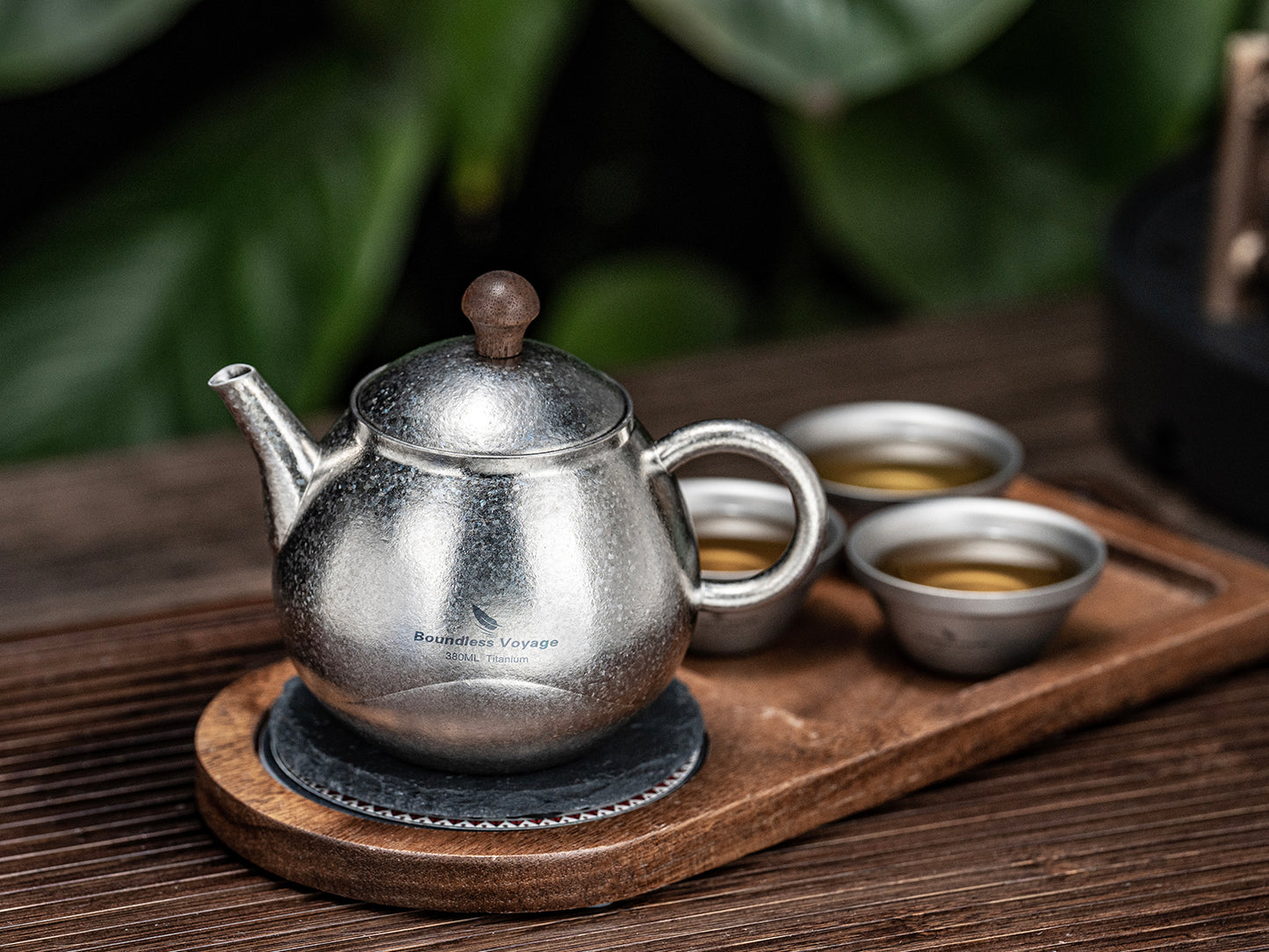 Boundless Voyage Titanium Kungfu Teapot with Lid and Handle Camping Tea Pot for Outdoor Backpacking Hiking Teapot 380ml Ti3107D