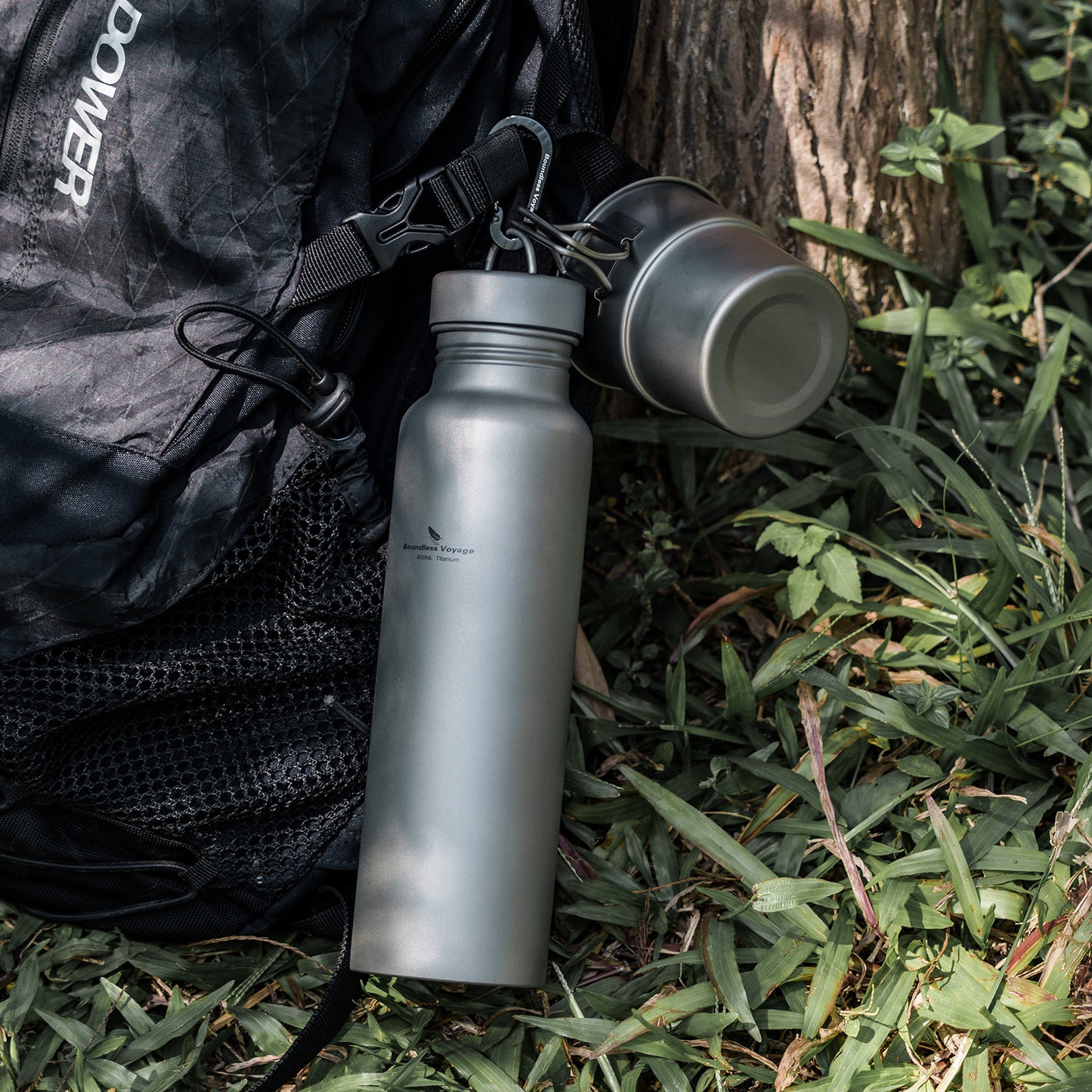 Boundless Voyage Titanium Sport Bottle 800ml with Leakproof Lid & Hook Camping Cycling Drinking Wide Mouth Single Layer Bottle Outdoor Travel Water Flask Pot Ultra-light 172g Ti3003D
