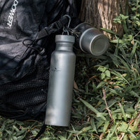 Boundless Voyage Titanium Sport Bottle 800ml with Leakproof Lid & Hook Camping Cycling Drinking Wide Mouth Single Layer Bottle Outdoor Travel Water Flask Pot Ultra-light 172g Ti3003D