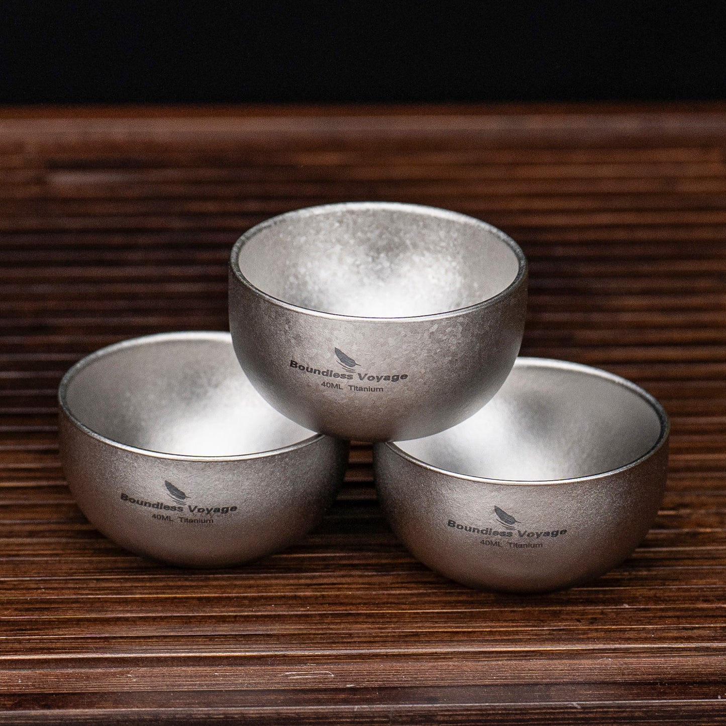 Boundless Voyage 40ml High-Temp Crystalline Finish Double-Wall Titanium Sake Cup & Kung Fu Tea Cup, Portable Mini Mug for Camping, Picnic & Daily Home Use Ti3204D