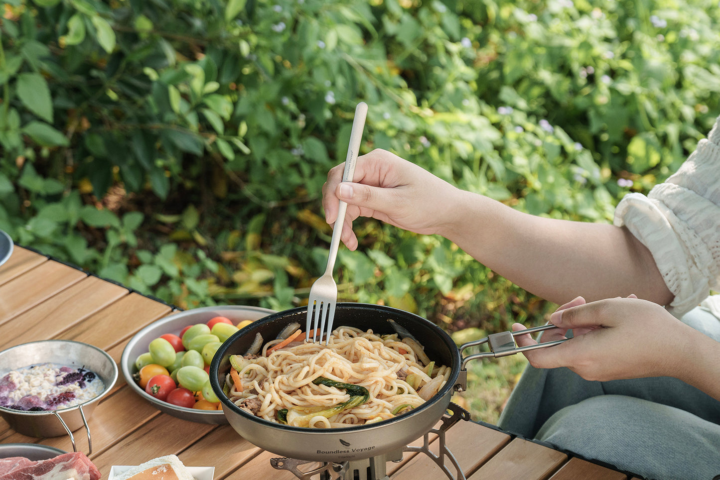 Boundless Voyage Pure Titanium Cutlery Set | Chopsticks Knife Fork Spoon, Ultralight Portable Tableware for Camping Travel Daily Home Use Ti1056T