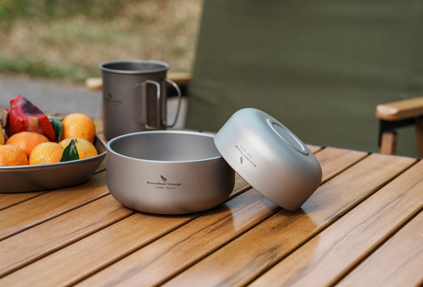 Boundless Voyage Sandblasted Double Walled Pure Titanium Bowl 200ml / 420ml | Ultralight Portable Metal Tableware for Oatmeal, Rice, Soup, Outdoor Camping & Daily Home Use Ti1083T/Ti1084T