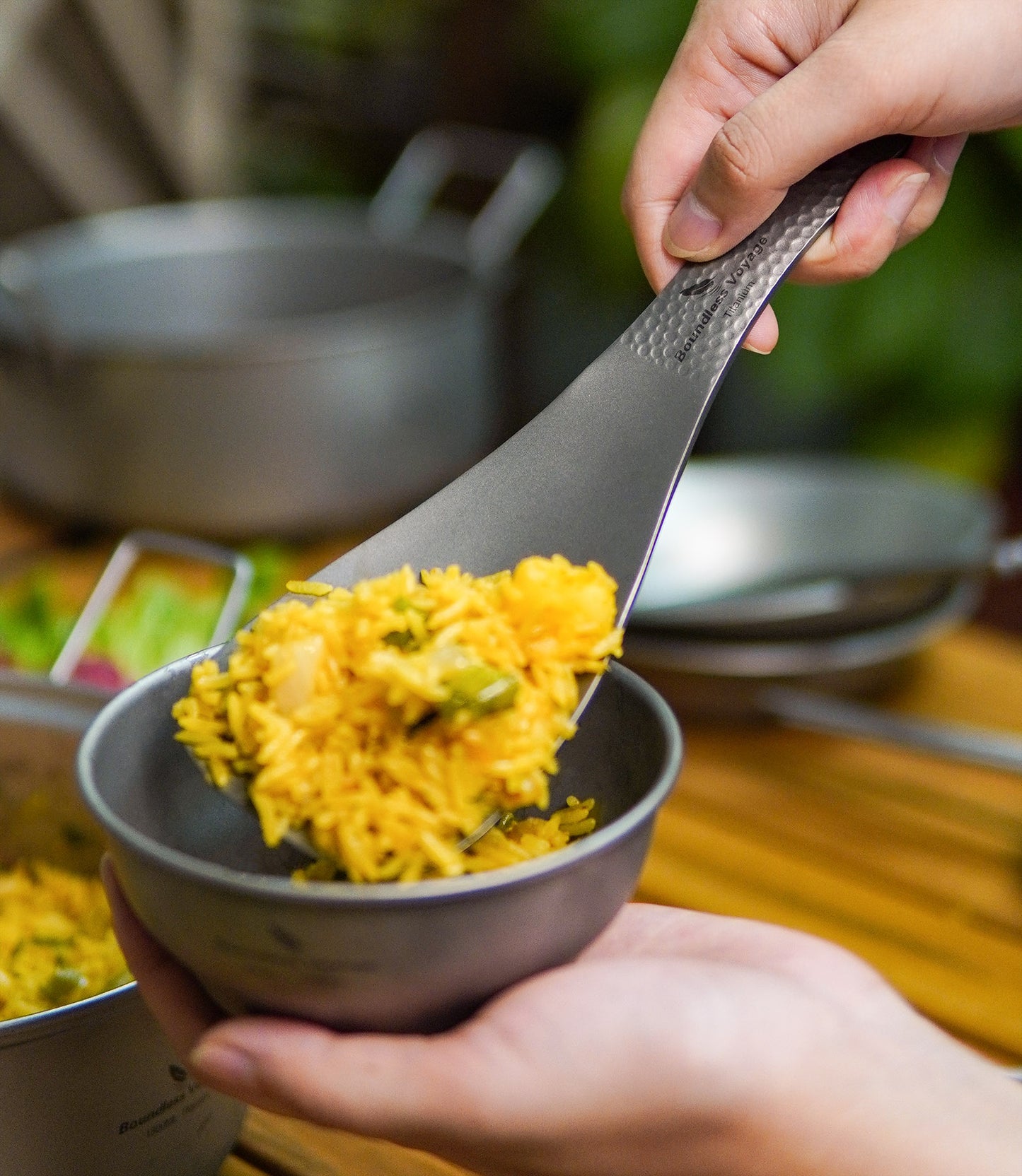 Boundless Voyage Titanium Rice Ladle Outdoor Camping Household Rice Meal Shovel Scoop Spoon Thickened Ti1079T