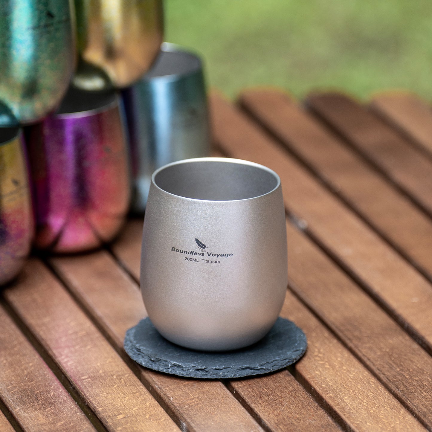 Boundless Voyage 260ML Titanium Double-Walled Egg Shaped Cup, Ice Crystal High-Temp Crystalline Texture Insulated Tea Coffee Mug, Ultralight Portable Drinkware for Camping, Travel & Daily Home Use Ti3084D