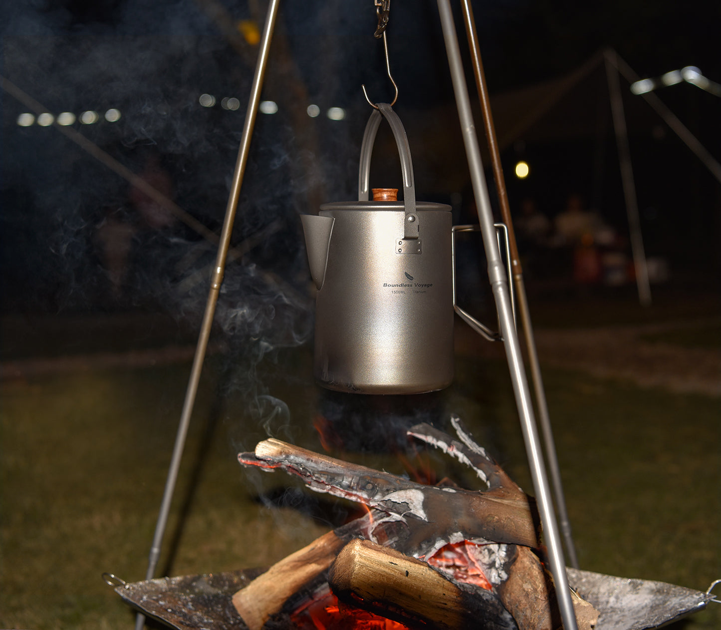 Boundless Voyage 1.5L Titanium Camping Coffee Pot, Stovetop & Campfire Safe Fast Brew Kettle for Boiling Water, Outdoor Travel & Barista Brewing Ti3128D/Ti3129D
