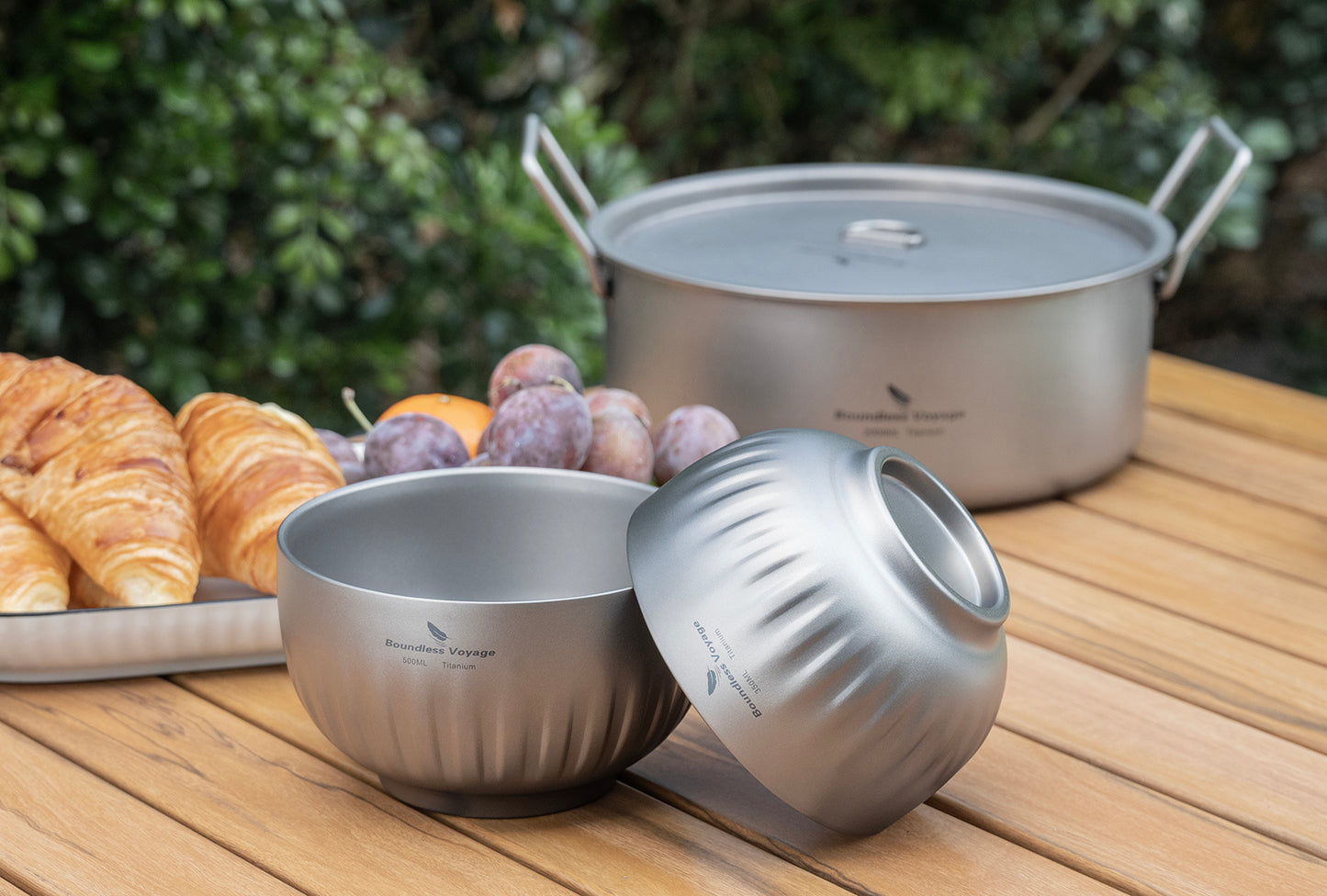 Boundless Voyage Double Walled Pure Titanium Bowl 350ml / 500ml | Ultralight Portable Metal Tableware for Oatmeal, Rice, Soup, Camping & Outdoor Use Ti1164T-Ti1166T