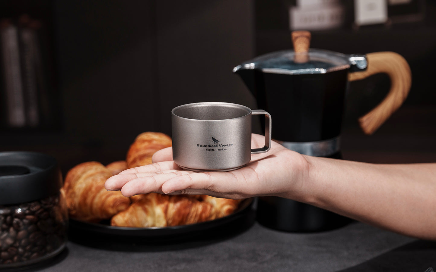 Boundless Voyage 100ml Double Wall Pure Titanium Mini Coffee Mug | Ultralight Portable Cup for Camping, Hiking & Picnic Ti3085D