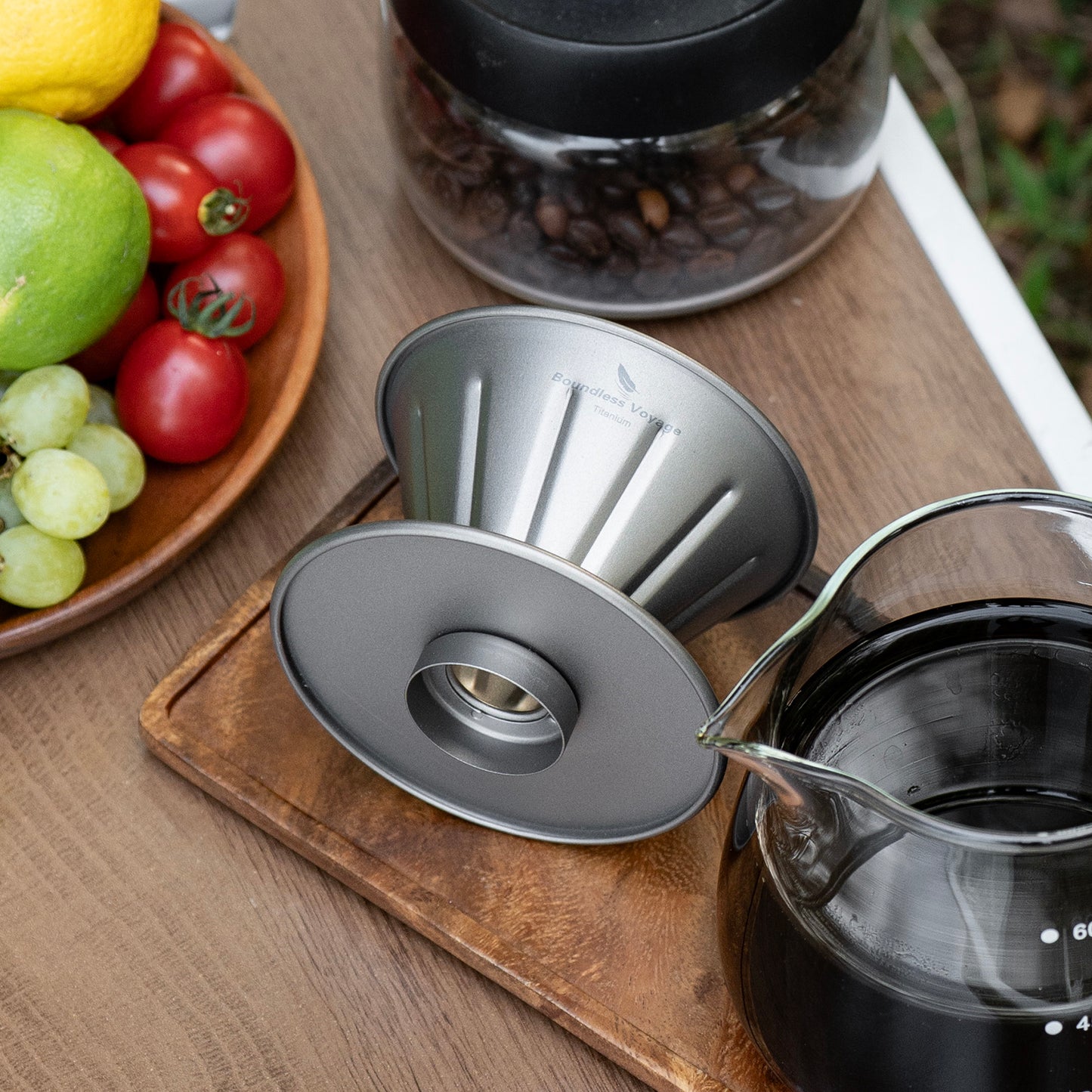 Boundless Voyage Titanium Pour Over Coffee Dripper | Reusable Cone Coffee Strainer Filter, 1-2 Cup Single Serve Coffee Brewer for Travel Camping Home Ti6005P