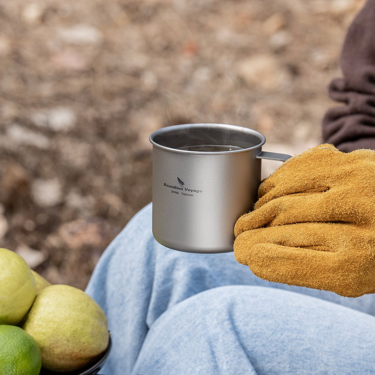 Boundless Voyage 360ml Pure Titanium Camping Mug with Lid | Ultralight Portable Drinking Cup for Hiking, Backpacking, Picnic & Outdoor Cooking Ti3023D