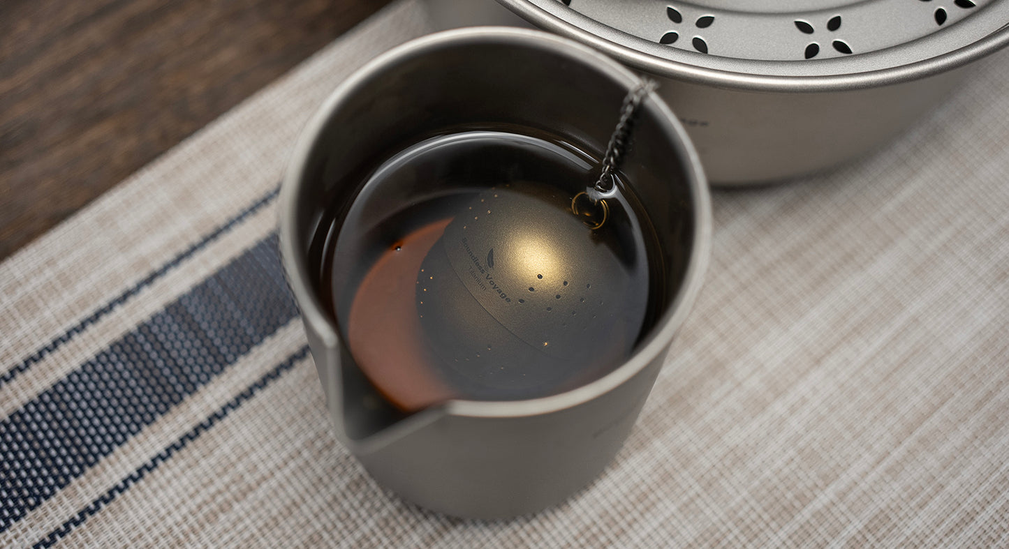 Boundless Voyage Titanium Tea Ball infuser for Loose Tea Spices with Extended Chain Lightweight Tea Bag Filter Mesh Tea Strainer Mug Teapot Home Kitchen Tools Teaware Ti3207D