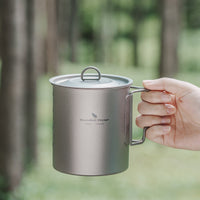 Boundless Voyage750ml Single Wall Titanium Cup with Lid | Ultralight Portable Camping Mug Pot for Tea Coffee EDC Hiking Ti3037D