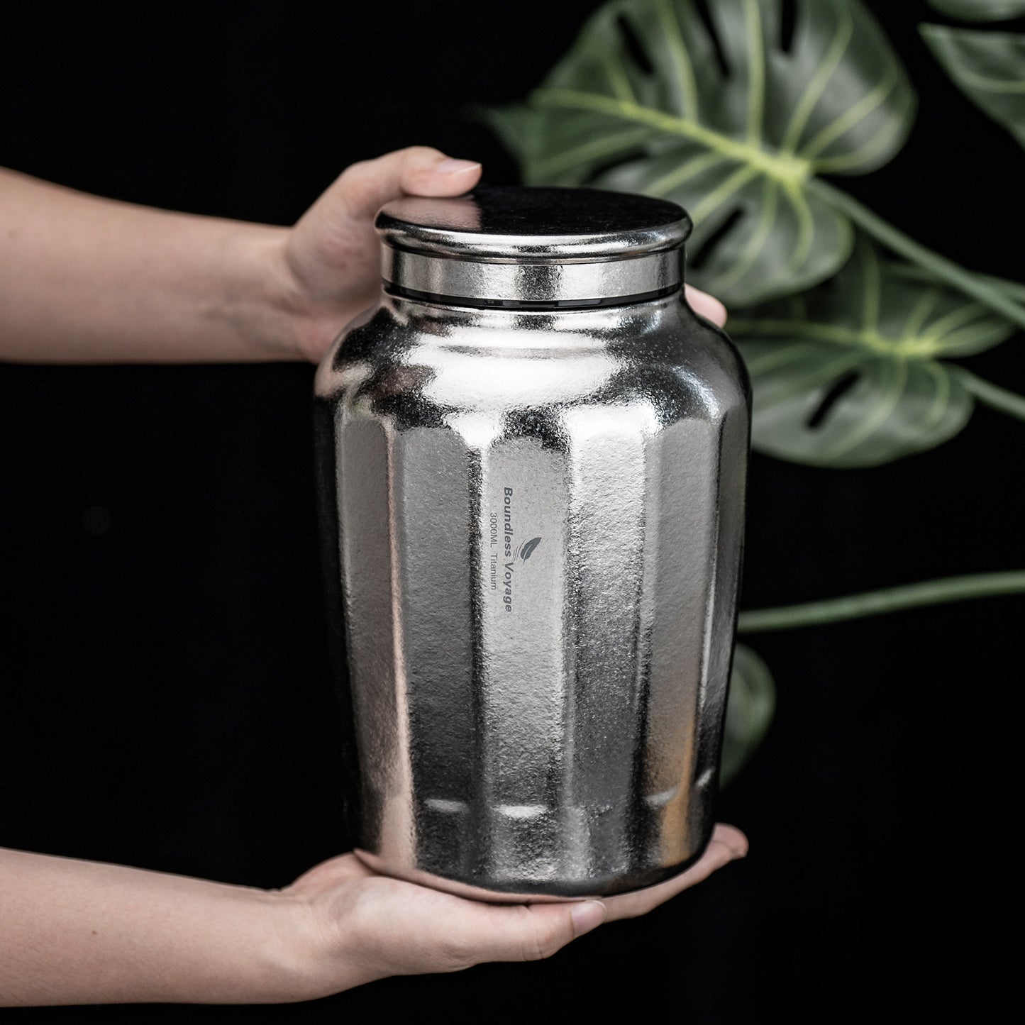 Boundless Voyage 3000ML Pure Titanium Airtight Storage Canister, Large Capacity Sealed Tea Coffee Container, Lightweight Food Storage Jar for Grains Nuts, Home & Camping Use Ti3212A