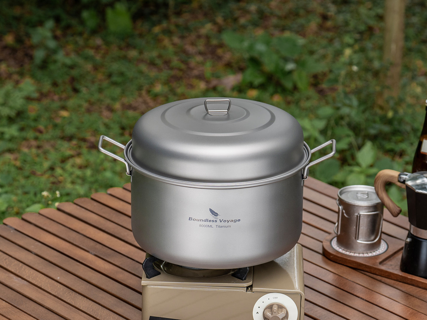 Boundless Voyage Titanium Steamer & Soup Hanging Pot, Lightweight Portable Cookware Kit for Outdoor Camping Hiking Picnic Travel & Household Kitchen Ti2115C