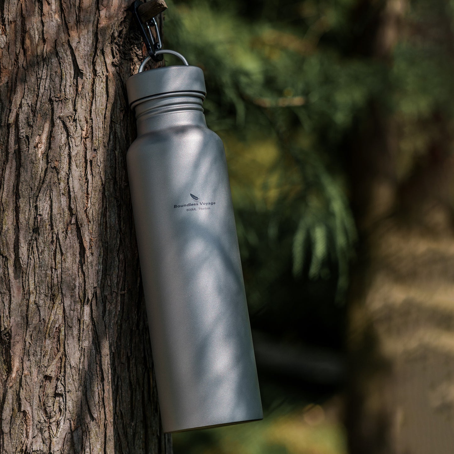Boundless Voyage Titanium Sport Bottle 800ml with Leakproof Lid & Hook Camping Cycling Drinking Wide Mouth Single Layer Bottle Outdoor Travel Water Flask Pot Ultra-light 172g Ti3003D