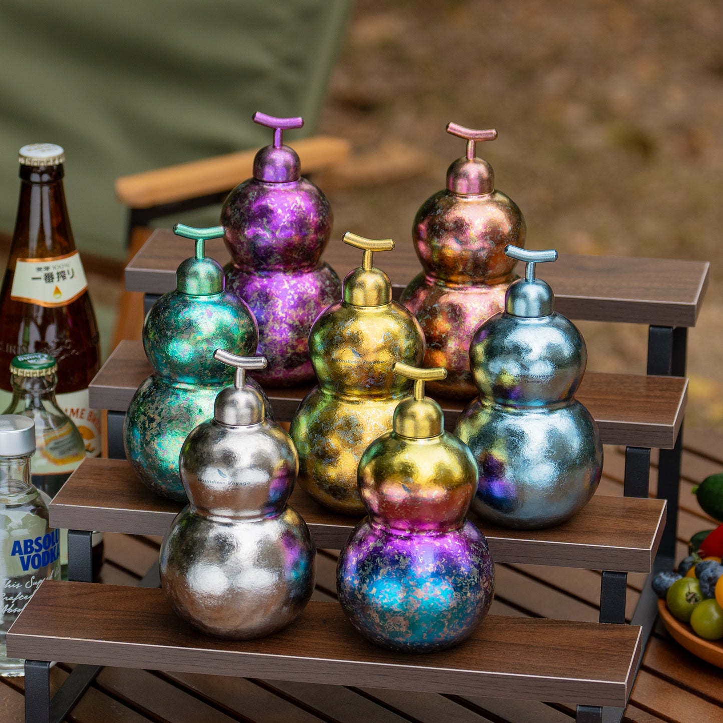 Boundless Voyage Titanium Crystallized Gourd Bottle 500ml Whiskey Alcohol Drink ware for Outdoor Camping Hiking Ti3270D