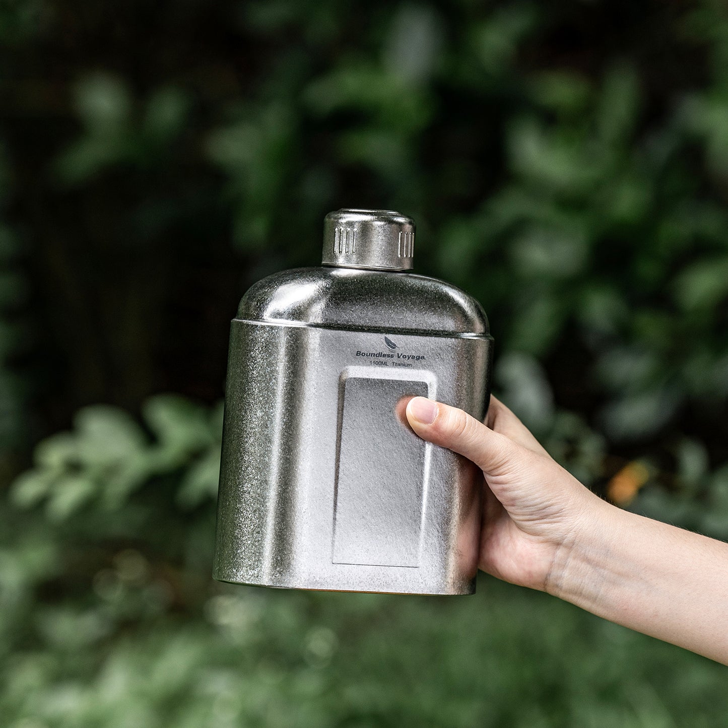 Boundless Voyage 1100ml TA1 Pure Titanium Canteen Bottle | Single Layer Open Flame Heatable Water Flask, Leakproof Double Wall Lid Military Outdoor Bottle with Crossbody Sleeve Ti3012D