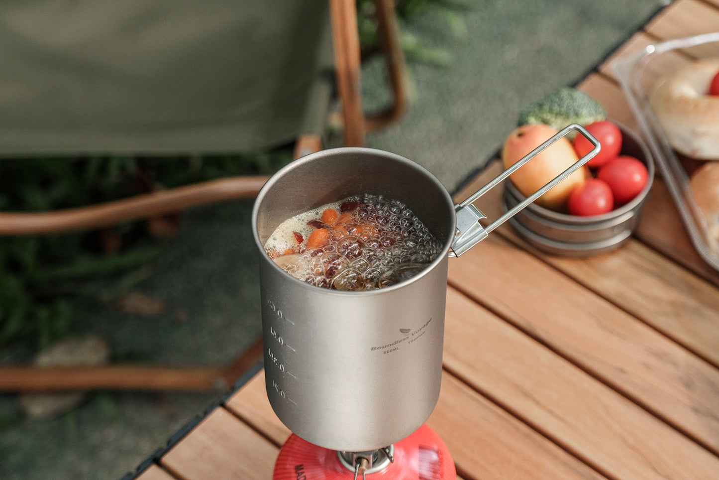 Boundless Voyage Outdoor Camping Titanium Pot Bowl Cup with Lid Folding Handle Hiking Picnic Water Rice Food 900ml Ti2040C