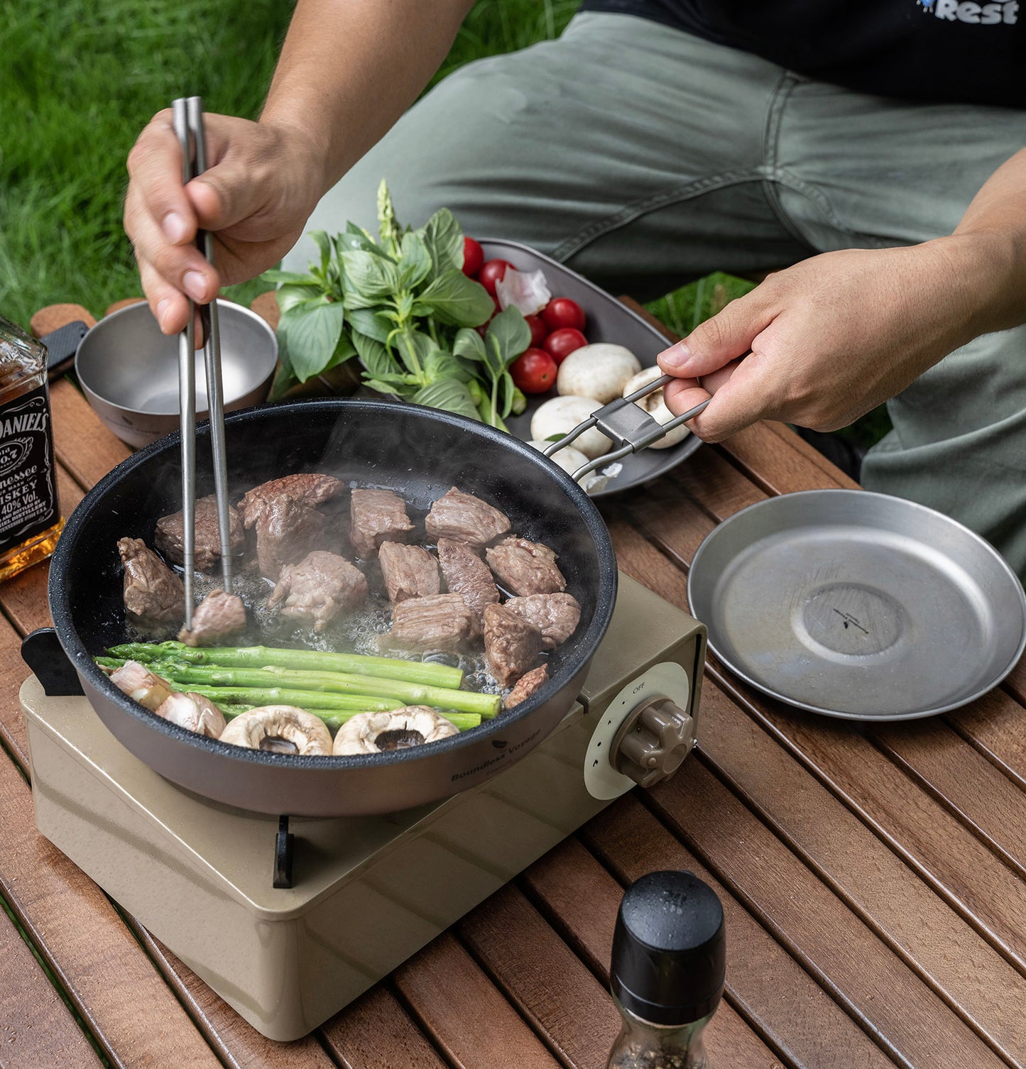 Boundless Voyage Pure Titanium Non-Stick Frying Pan with Foldable Handle, Ultralight Camping Skillet , Portable Outdoor Cookware for Backpacking, Picnic Ti2069C/Ti2070C