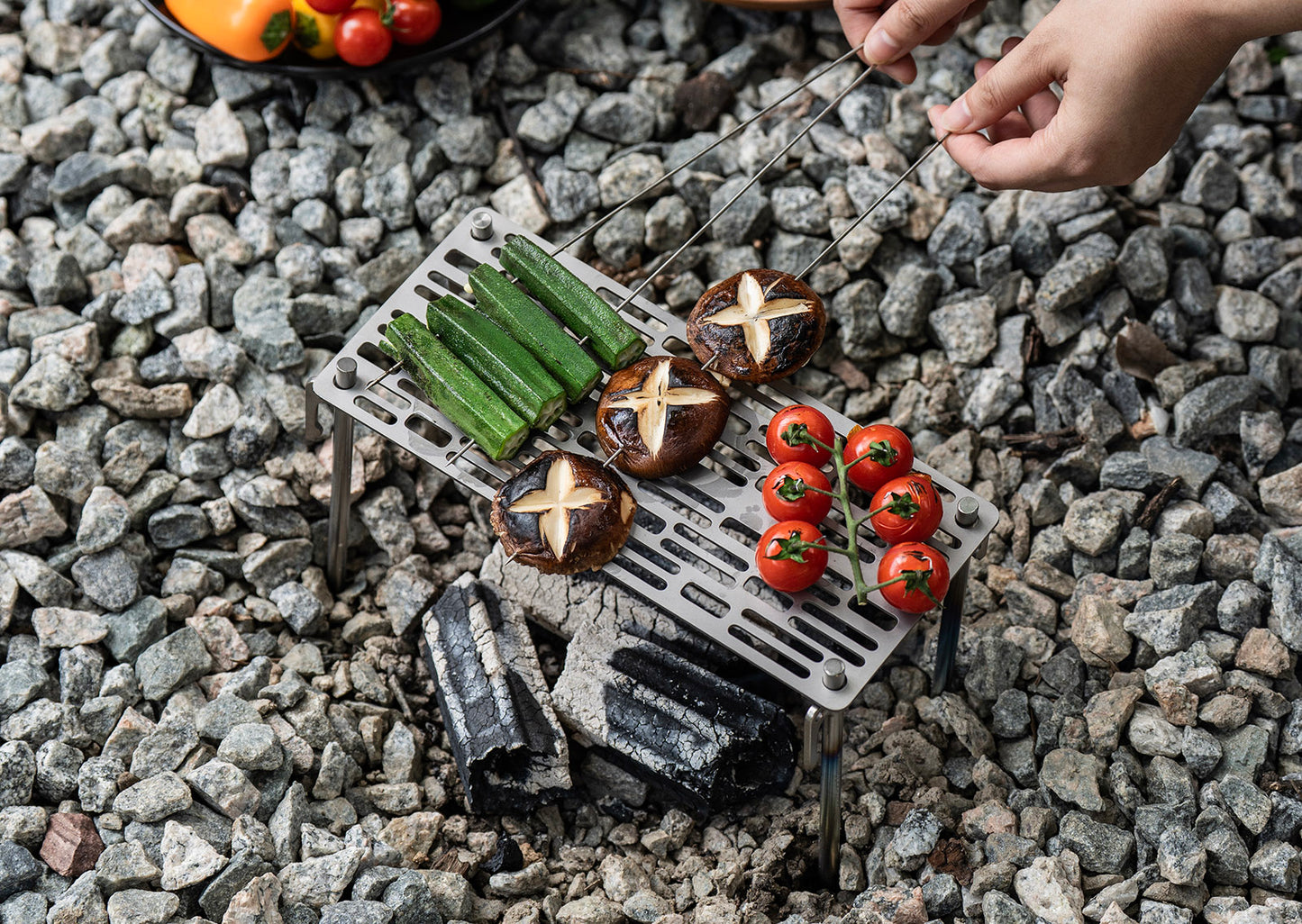Boundless Voyage Mini Titanium Camping BBQ Grill with Storage Carry Bag, Ultralight Portable Gridiron for Charcoal Barbecue, Backpacking & Outdoor Travel Ti2023C
