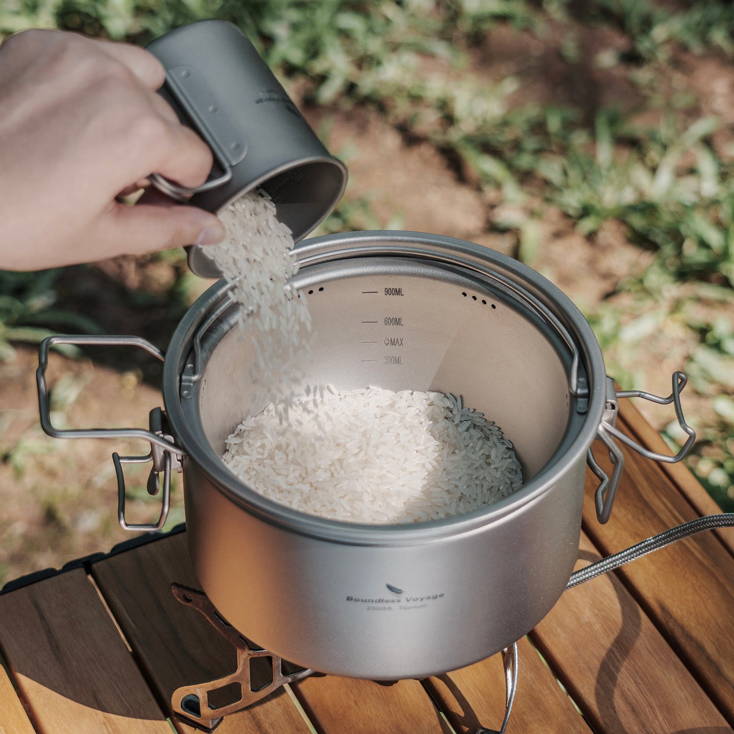 Boundless Voyage Titanium Pot Multifunctional Rice Cooker 2L+0.9L Pot Set Ultralight Outdoor Camping Cookware Ti2087C