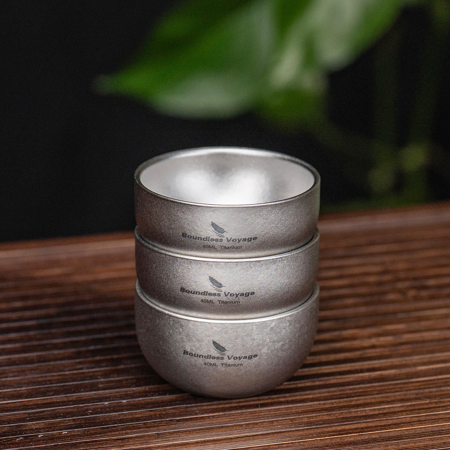 Boundless Voyage 40ml High-Temp Crystalline Finish Double-Wall Titanium Sake Cup & Kung Fu Tea Cup, Portable Mini Mug for Camping, Picnic & Daily Home Use Ti3204D