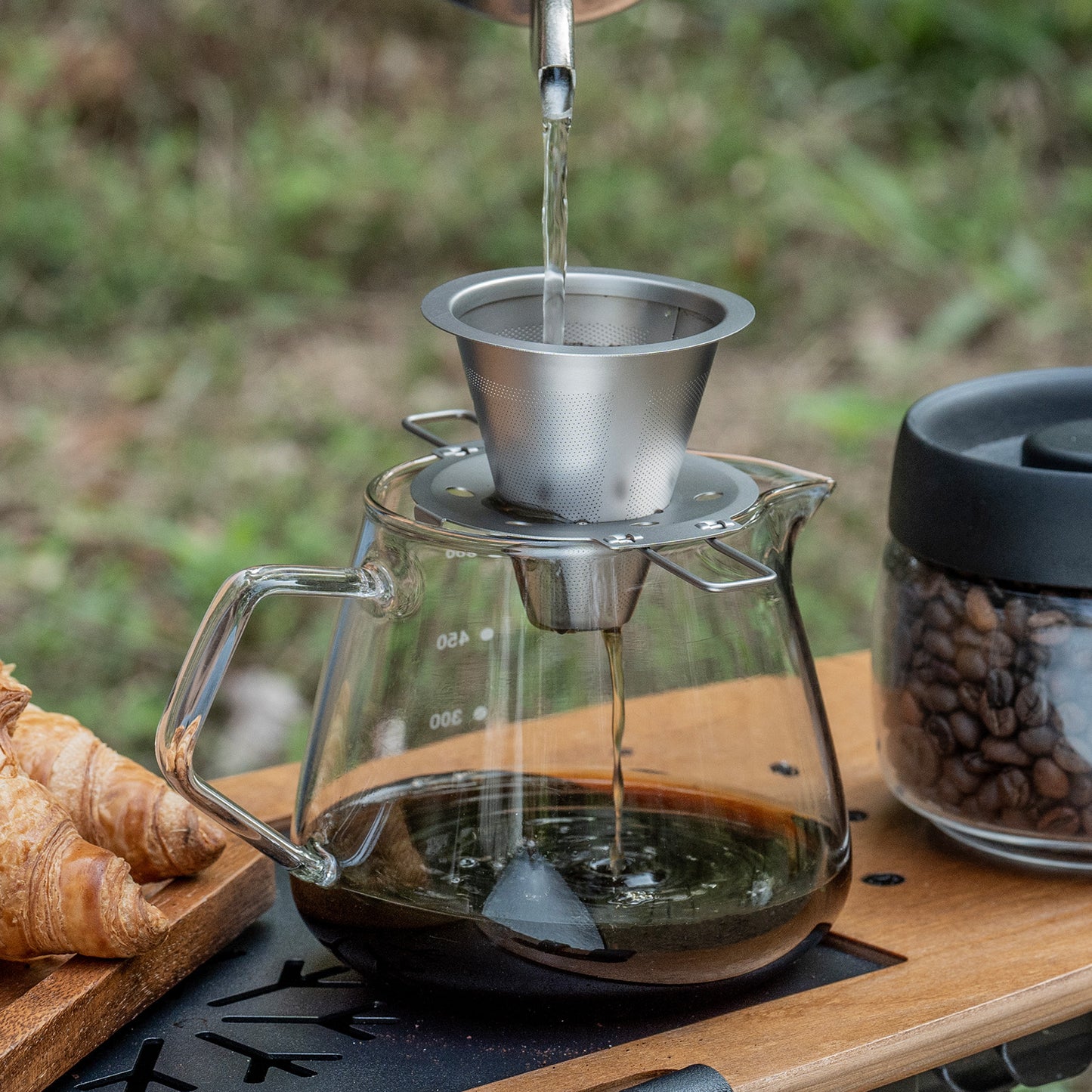 Boundless Voyage Titanium Pour Over Coffee Dripper, Paperless Reusable Metal Cone Coffee Filter with Foldable Holder, Portable Coffee Maker for Home Office Outdoor Travel Camping Ti6004P