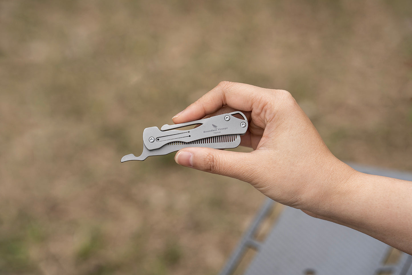 Boundless Voyage Portable Folding Titanium Comb, Multi-Functional Outdoor Self-Defense Survival Gadget for Camping Travel Daily Carry Ti9011O