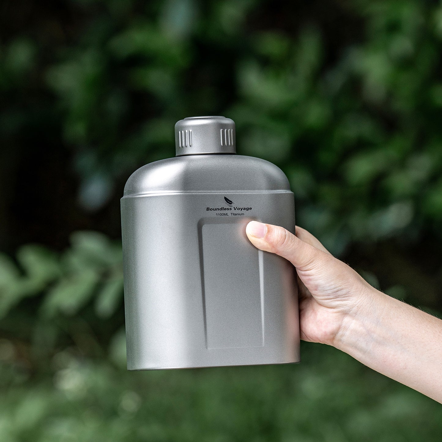 Boundless Voyage 1100ml TA1 Pure Titanium Canteen Bottle | Single Layer Open Flame Heatable Water Flask, Leakproof Double Wall Lid Military Outdoor Bottle with Crossbody Sleeve Ti3012D