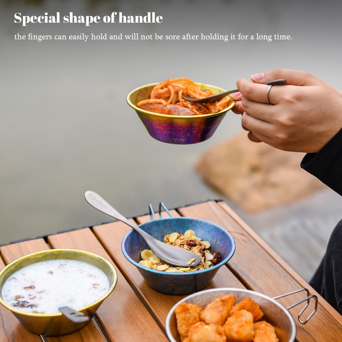 Boundless Voyage High-Temp Crystallized Pure Titanium Sierra Cup Bowl with Handle 300ml | Portable Outdoor Mug Cookware Tableware for Camping & Hiking Ti1100T